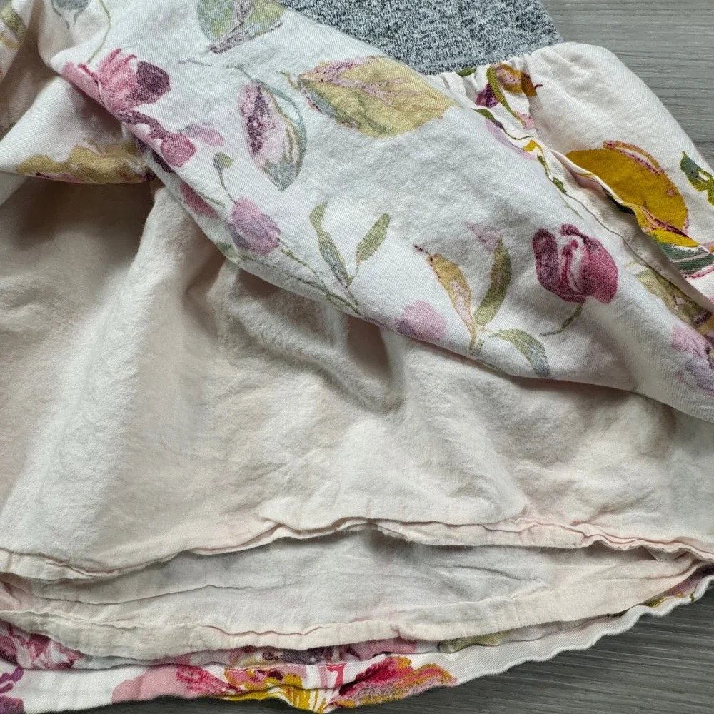 Gap Toddler Girls Long Sleeve Floral Mixed‎ Media Dress Grey Pink Yellow Size 3T